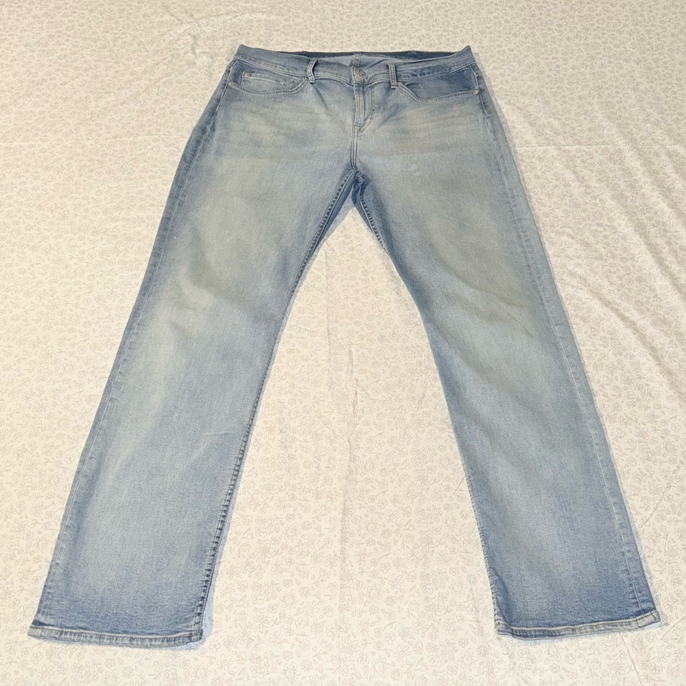 7 For All Mankind Men's Washed Blue Straight Jeans